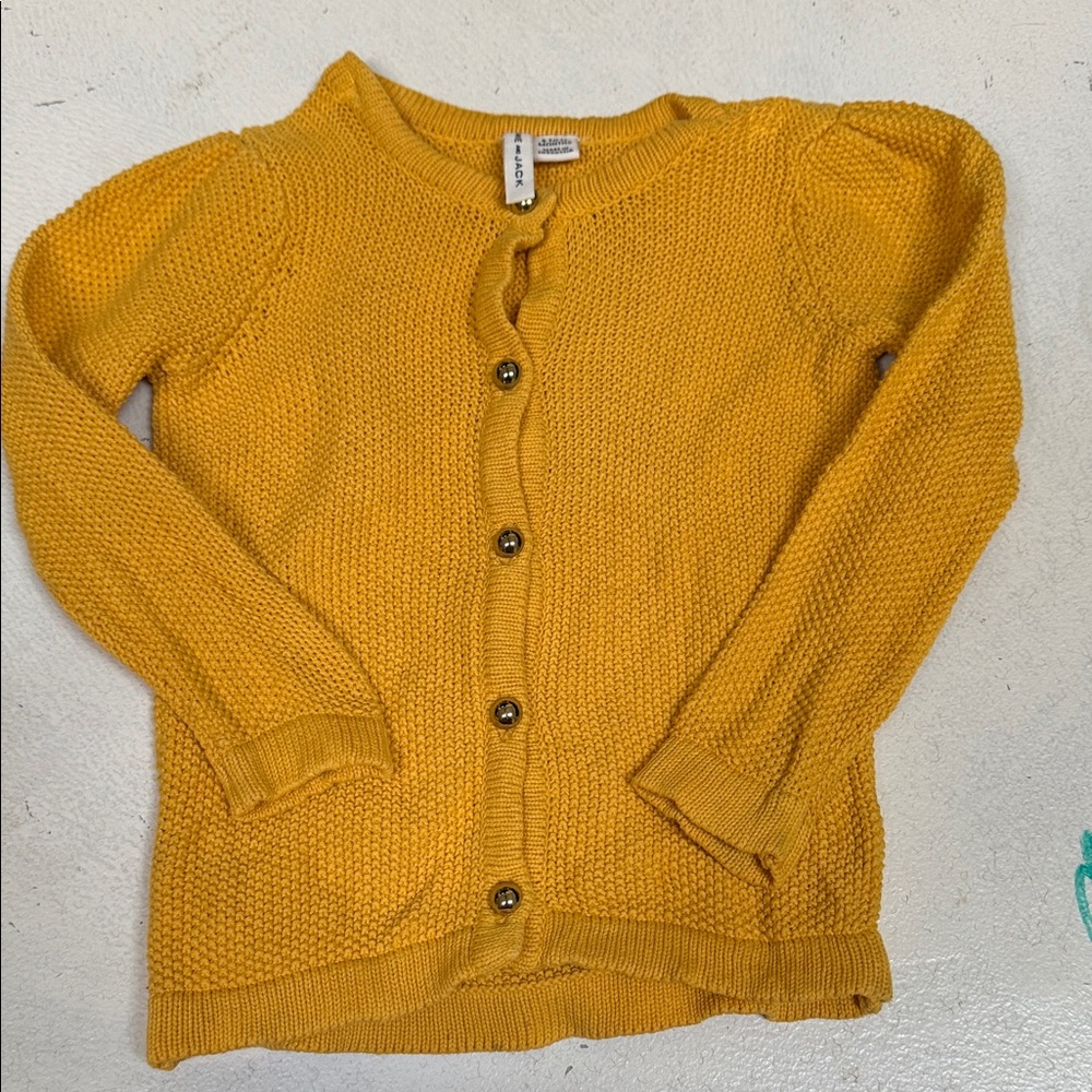 Janie and Jack Yellow Knit Button-Front Sweater Cardigan - size 6-12